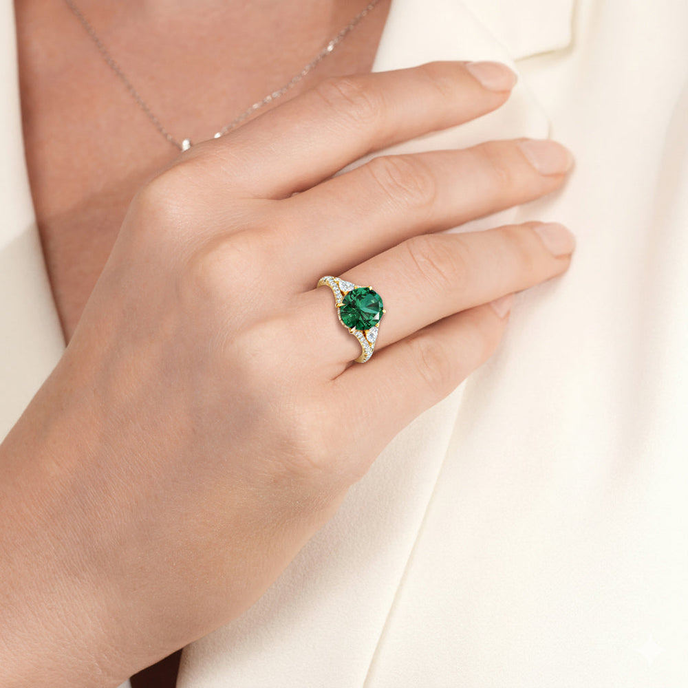 The Viridelle Ring with Created Emerald Cut Diamond in 14KT Rose Gold view 5
