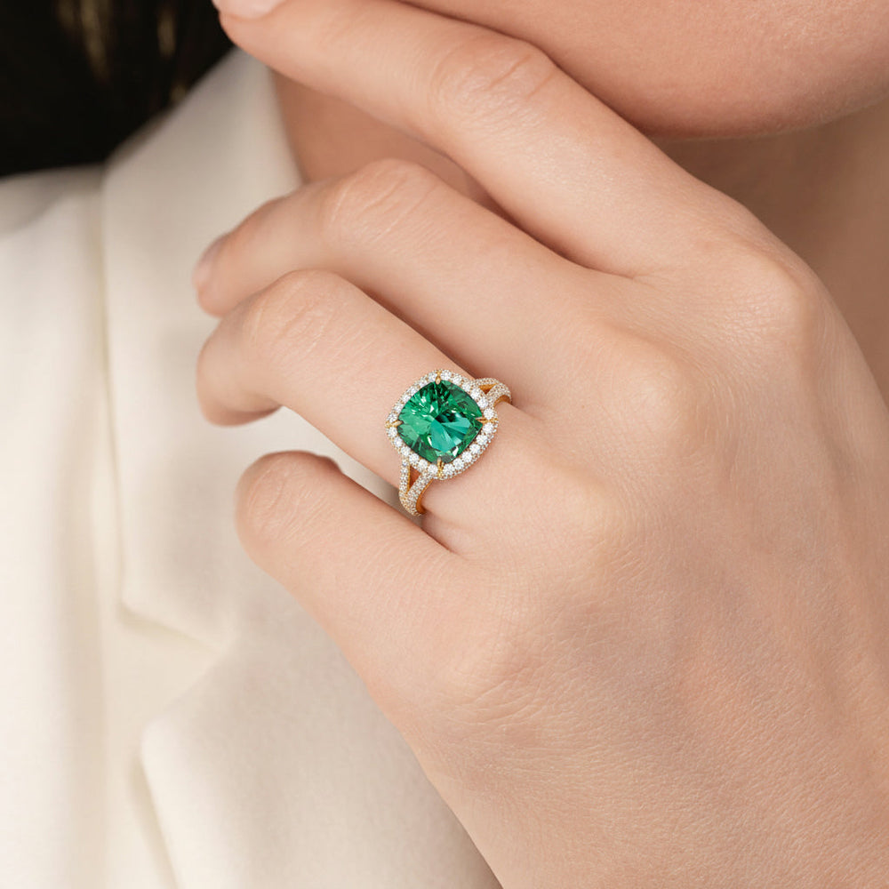 The Viridalis Ring with Created Emerald Cut Diamond in 14KT Platinum view 5
