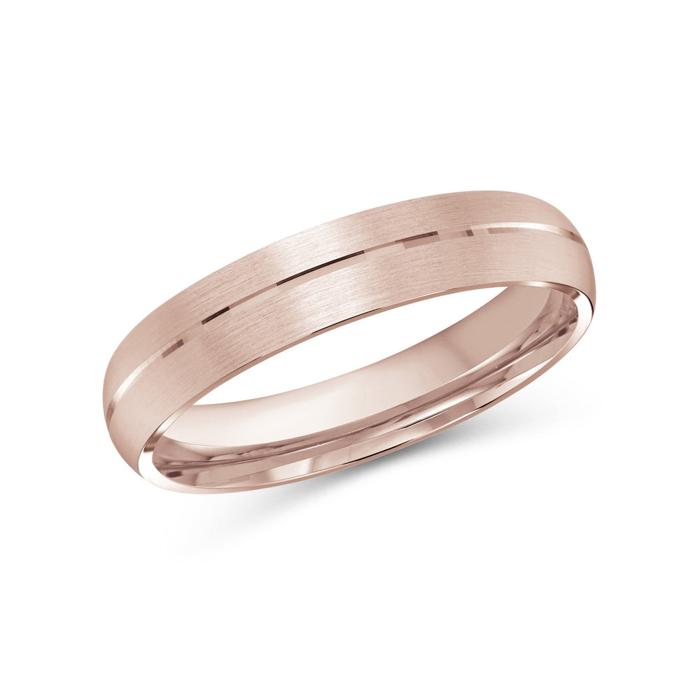 Horizon Low Dome Men's Band with 18KT Rose Gold / 4 Cut Diamond in 14KT Rose Gold / 4 view 2
