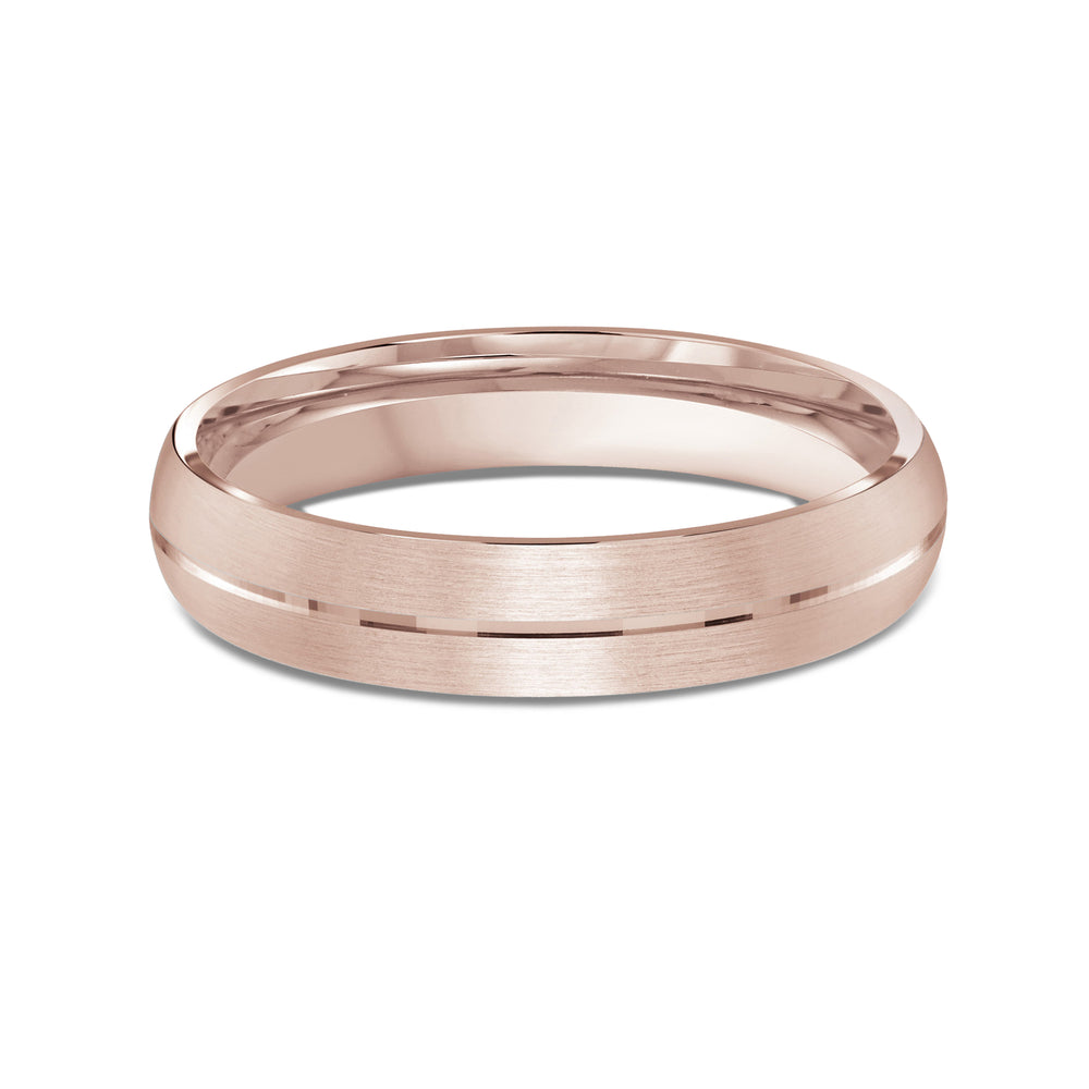Horizon Low Dome Men's Band with 18KT Rose Gold / 4 Cut Diamond in 14KT Rose Gold / 4 view 1
