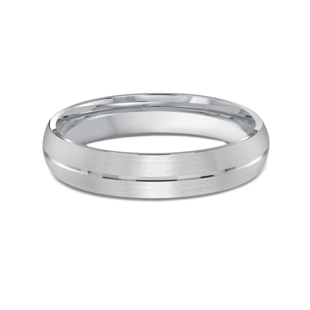Horizon Low Dome Men's Band with Platinum / 4 Cut Diamond in 14KT Platinum / 4 view 1
