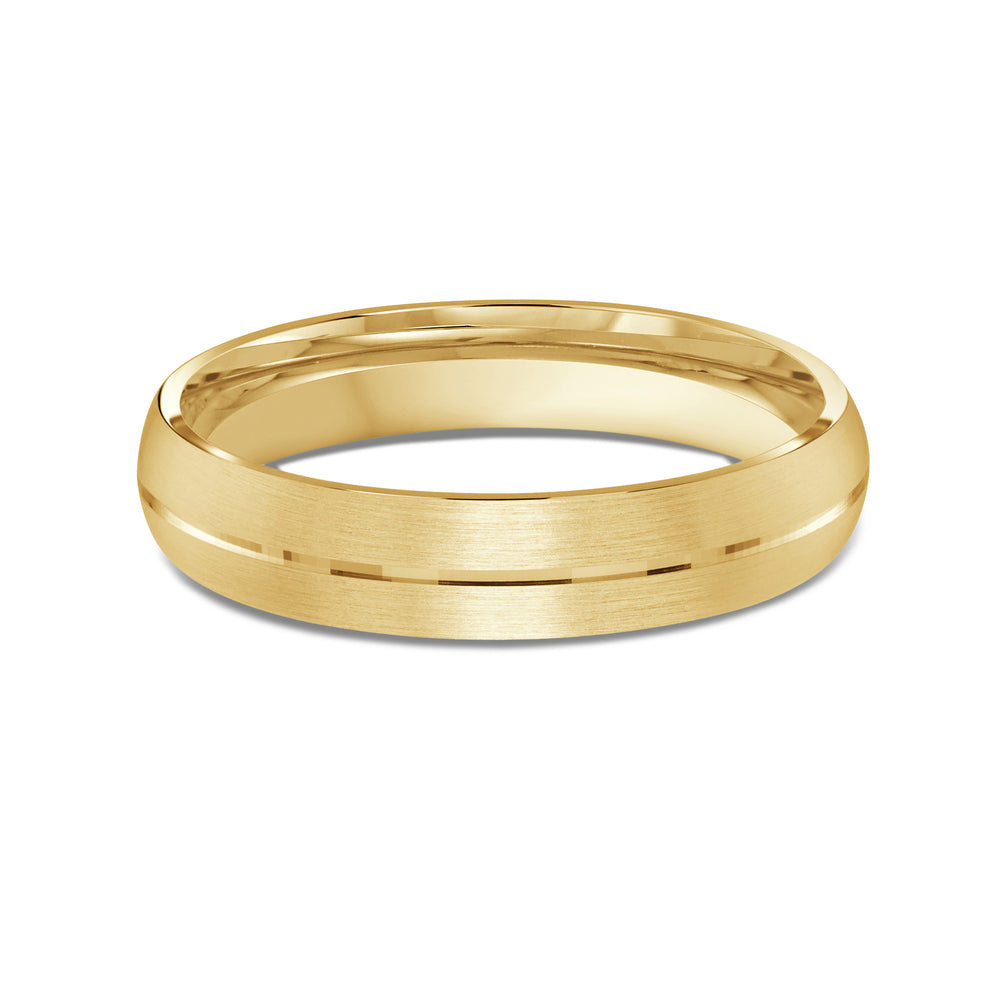 Horizon Low Dome Men's Band with 18KT Yellow Gold / 4 Cut Diamond in 14KT Yellow Gold / 4 view 1
