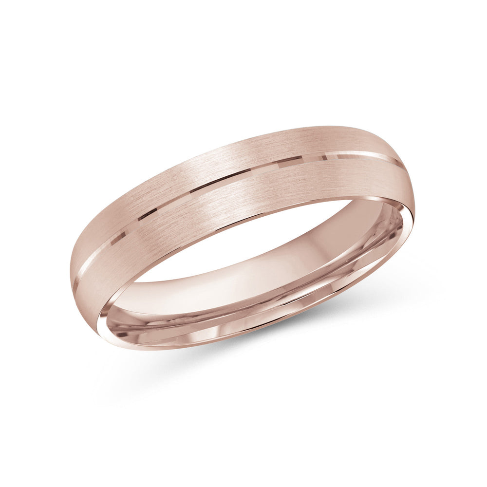 Horizon Low Dome Men's Band with 18KT Rose Gold / 5 Cut Diamond in 14KT Rose Gold / 5 view 2
