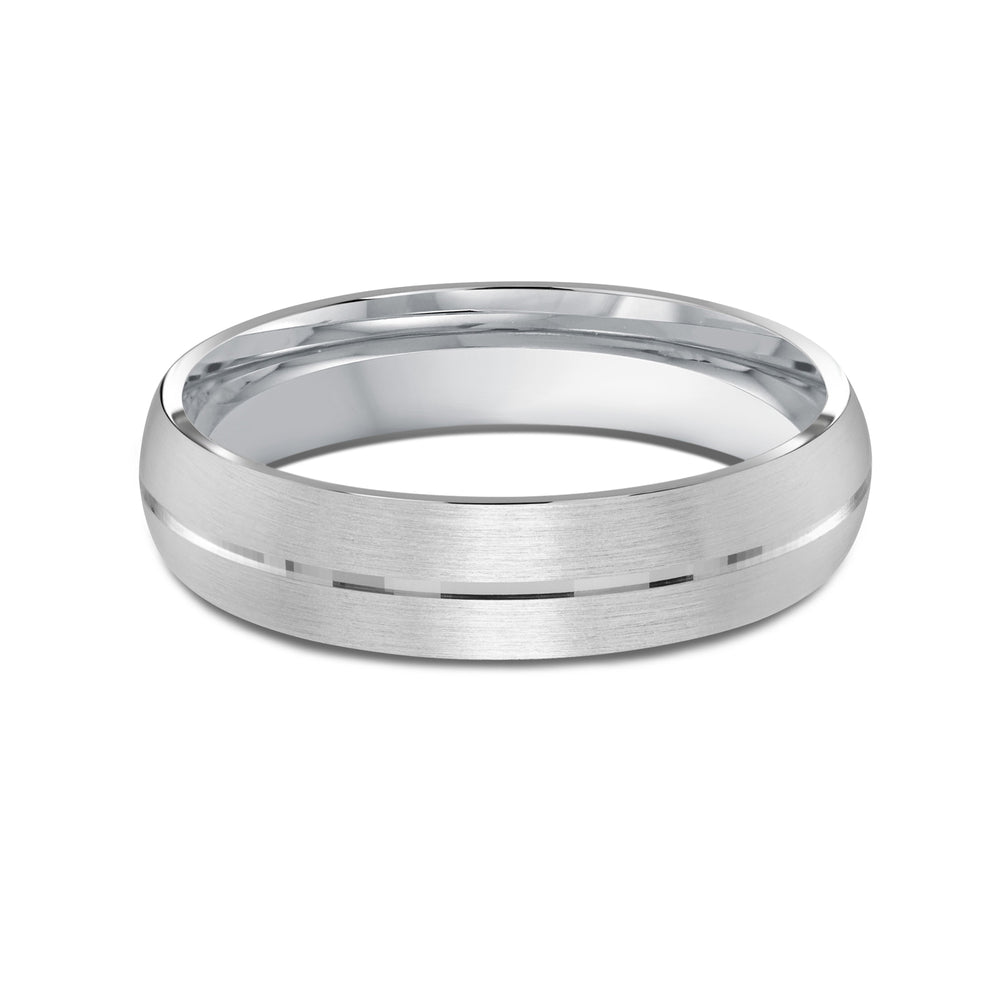 Horizon Low Dome Men's Band with Platinum / 5 Cut Diamond in 14KT Platinum / 5 view 1
