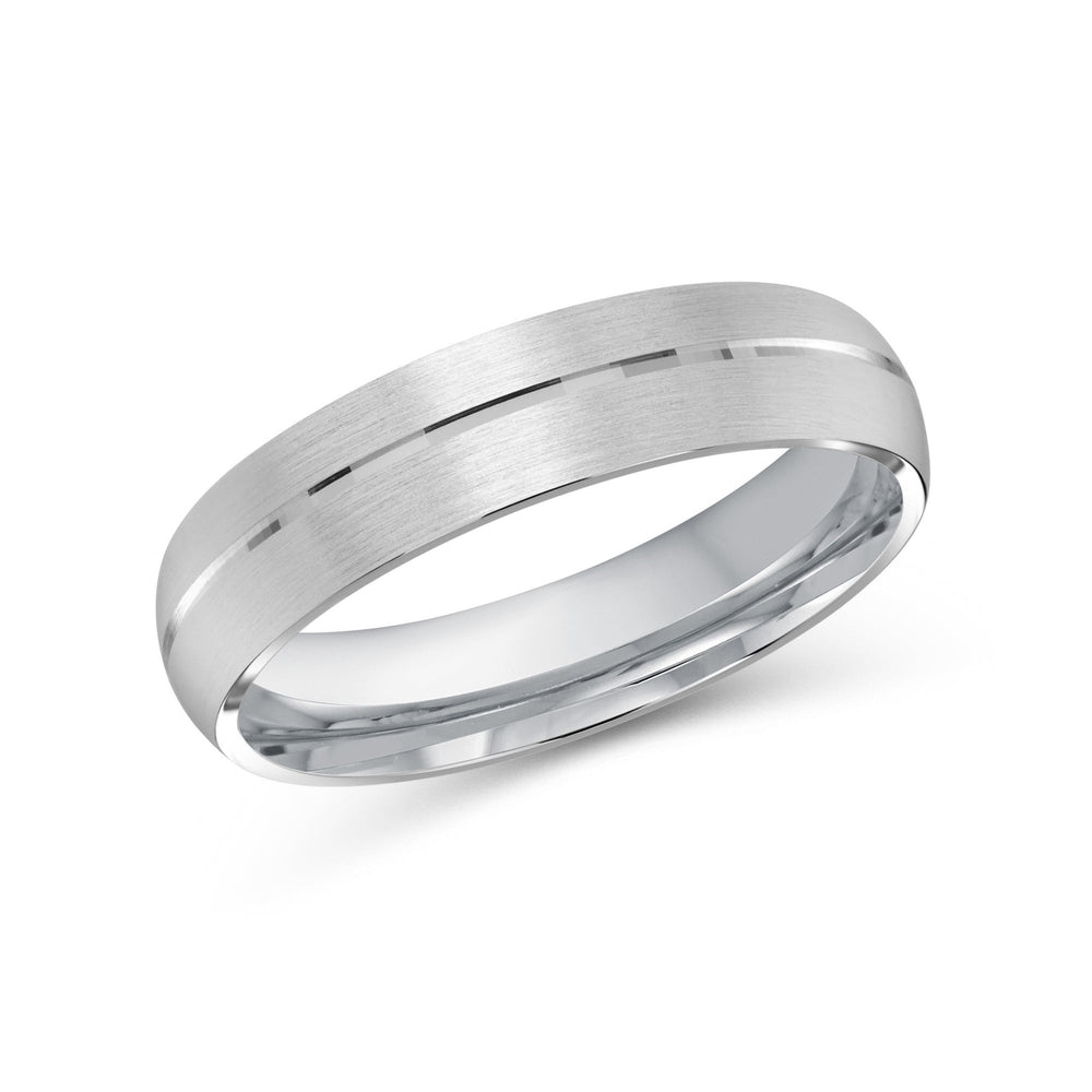 Horizon Low Dome Men's Band with Platinum / 5 Cut Diamond in 14KT Platinum / 5 view 2
