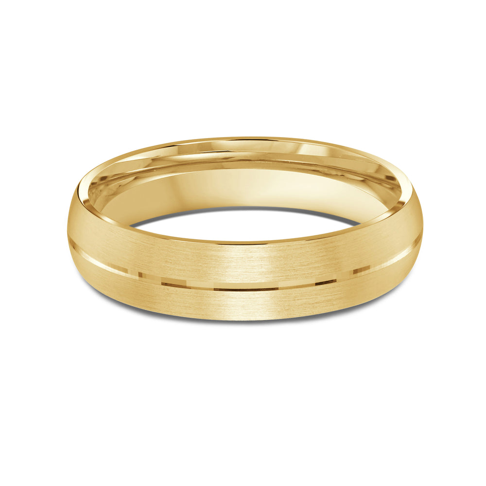 Horizon Low Dome Men's Band with 18KT Yellow Gold / 5 Cut Diamond in 14KT Yellow Gold / 5 view 1

