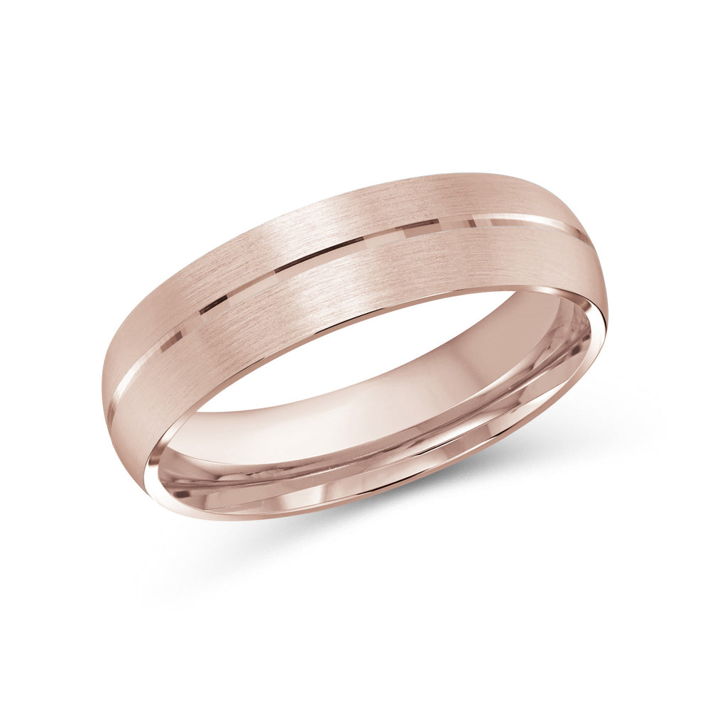 Horizon Low Dome Men's Band with 18KT Rose Gold / 6 Cut Diamond in 14KT Rose Gold / 6 view 2
