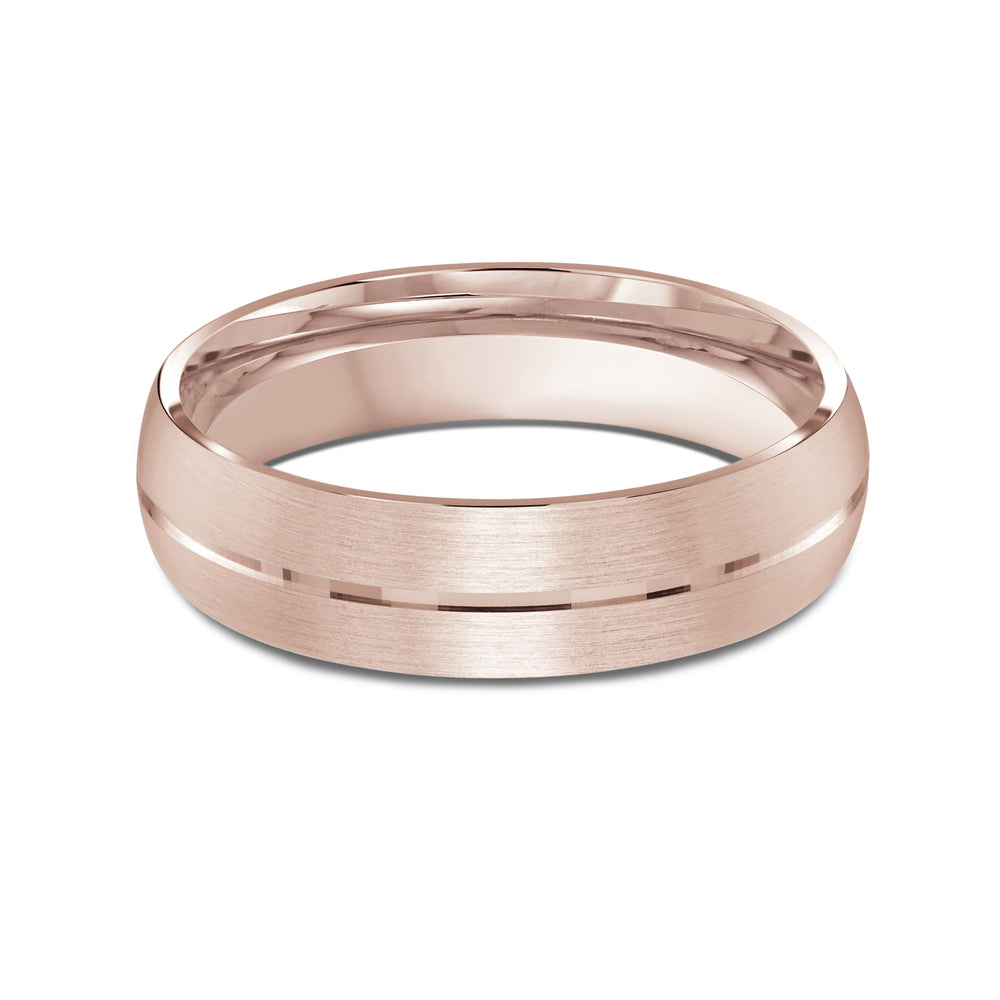 Horizon Low Dome Men's Band with 18KT Rose Gold / 6 Cut Diamond in 14KT Rose Gold / 6 view 1
