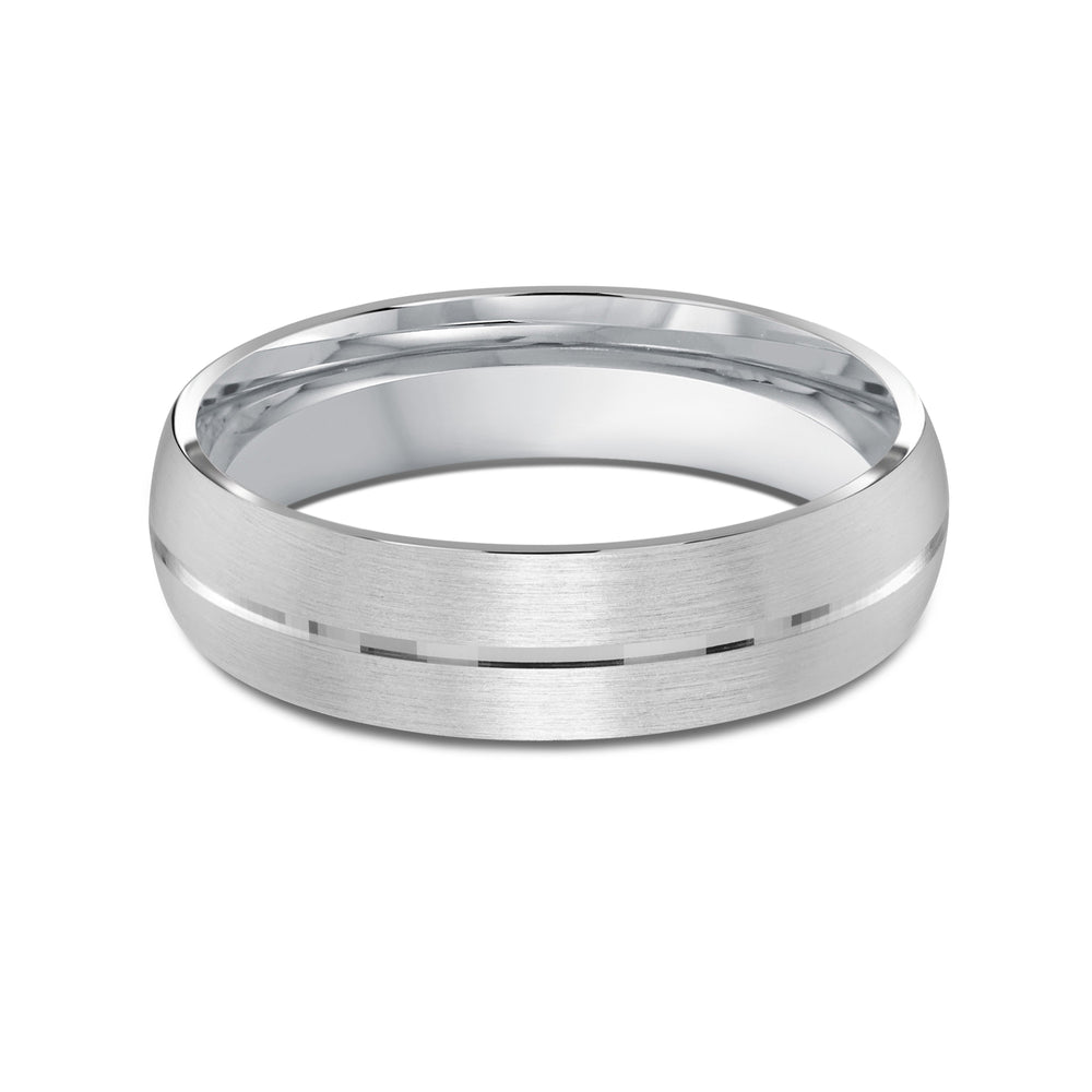 Horizon Low Dome Men's Band with Platinum / 6 Cut Diamond in 14KT Platinum / 6 view 1
