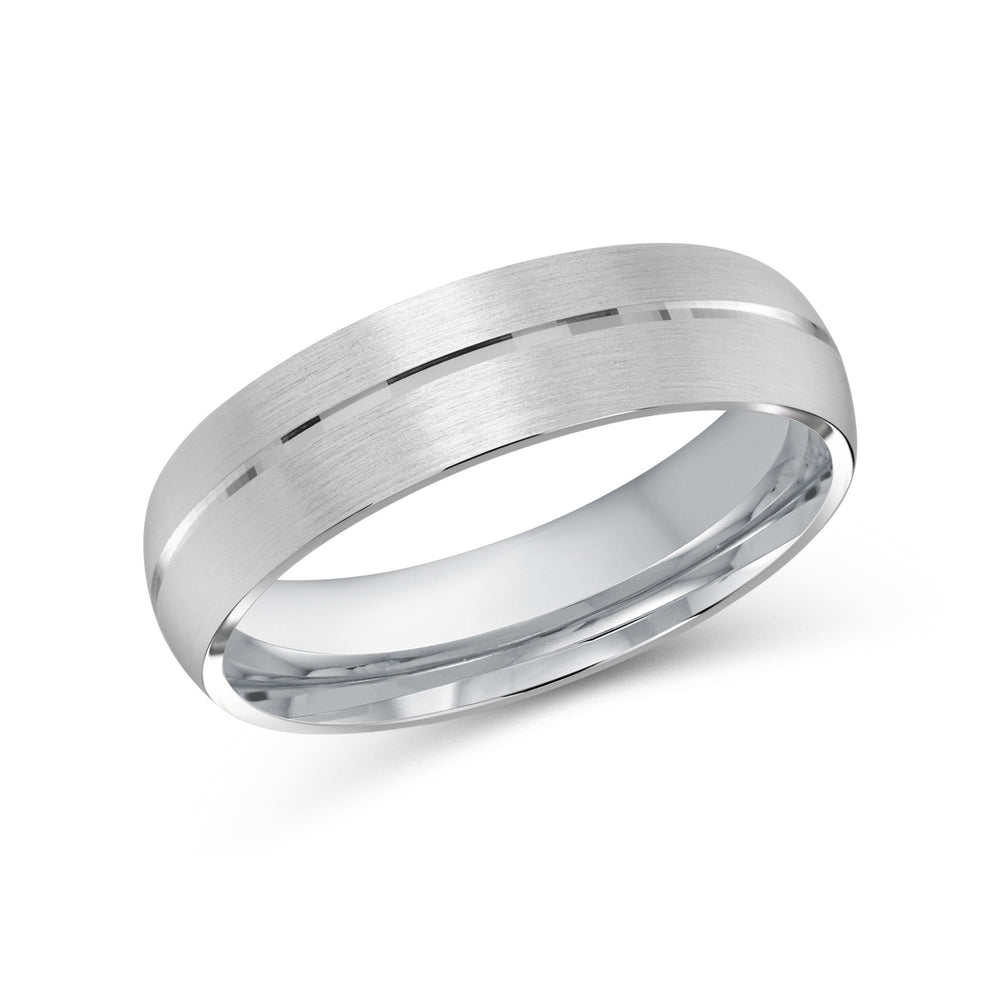 Horizon Low Dome Men's Band with Platinum / 6 Cut Diamond in 14KT Platinum / 6 view 2
