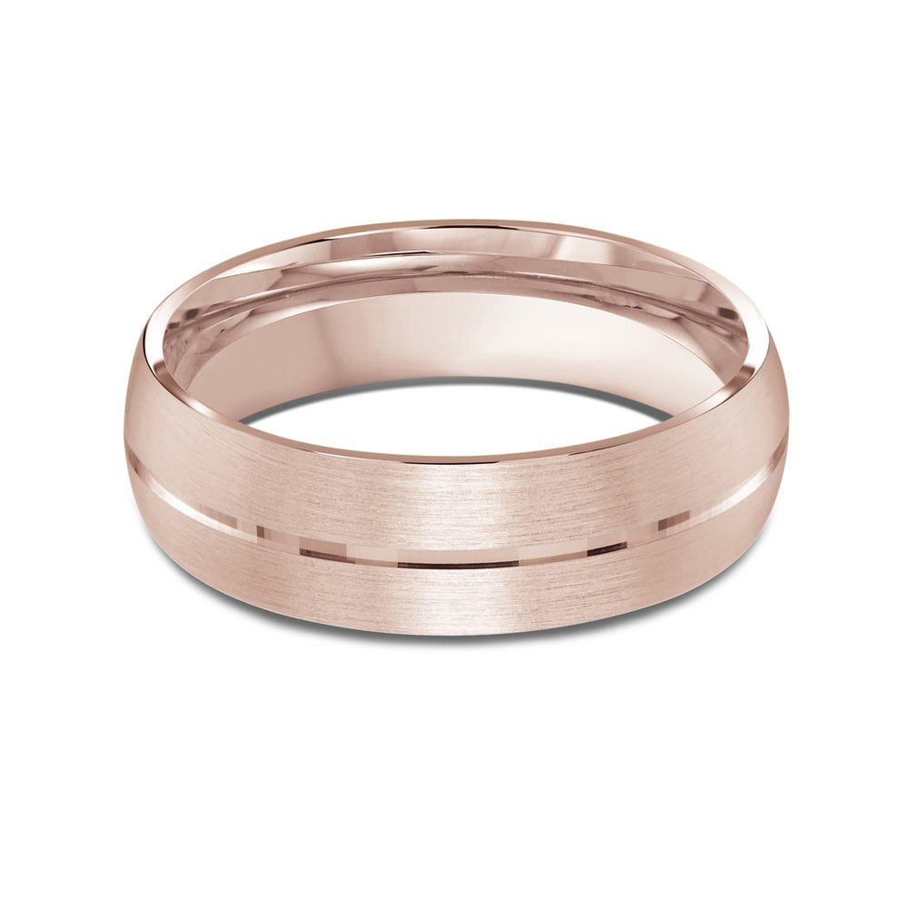 Horizon Low Dome Men's Band with 18KT Rose Gold / 7 Cut Diamond in 14KT Rose Gold / 7 view 1
