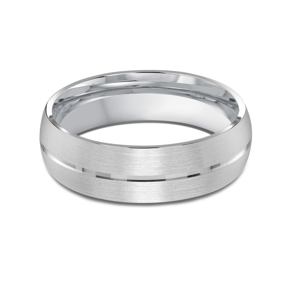 Horizon Low Dome Men's Band with Platinum / 7 Cut Diamond in 14KT Platinum / 7 view 1
