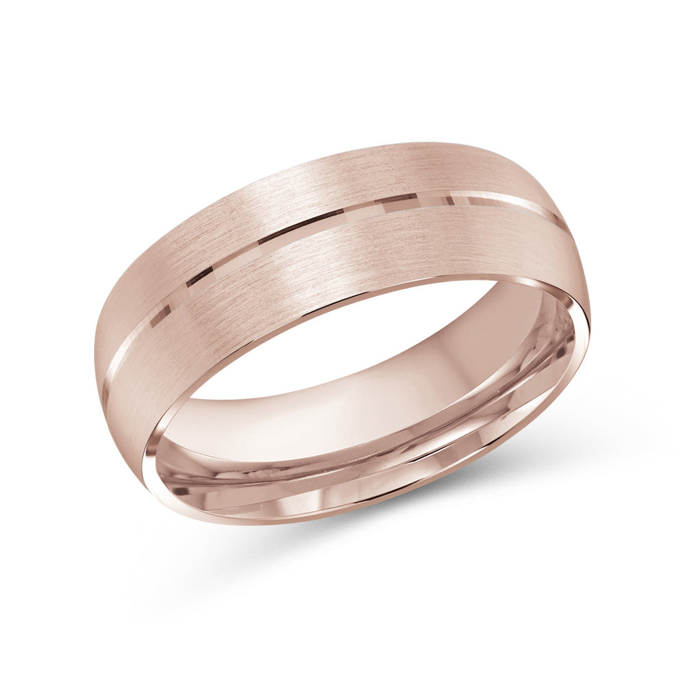 Horizon Low Dome Men's Band with 18KT Rose Gold / 8 Cut Diamond in 14KT Rose Gold / 8 view 2
