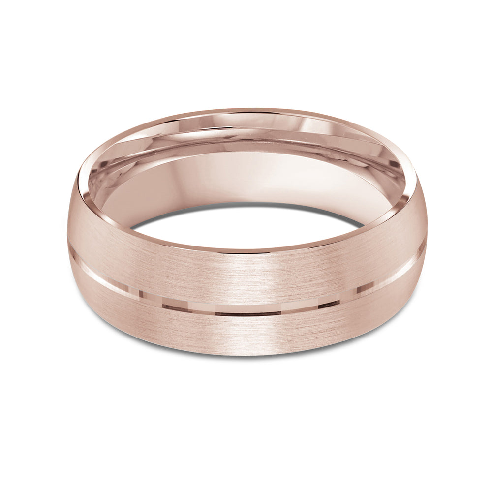 Horizon Low Dome Men's Band with 18KT Rose Gold / 8 Cut Diamond in 14KT Rose Gold / 8 view 1
