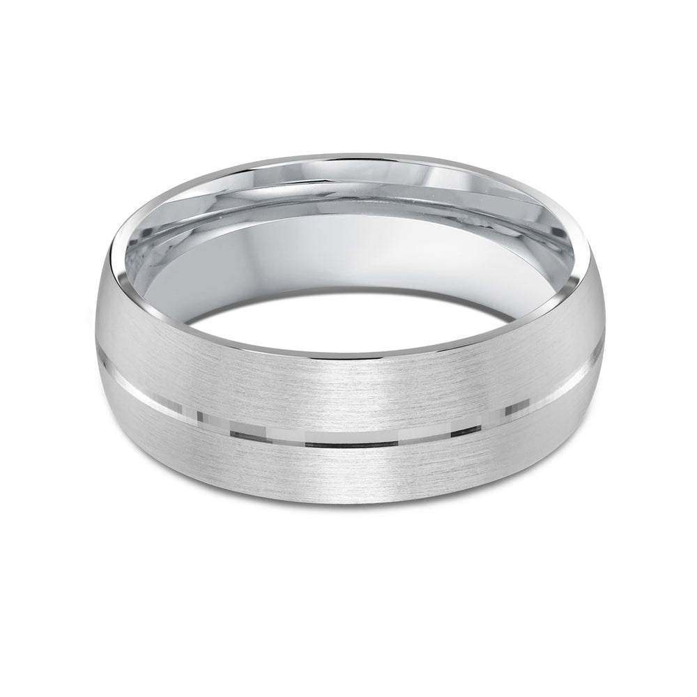 Horizon Low Dome Men's Band with Platinum / 8 Cut Diamond in 14KT Platinum / 8 view 1
