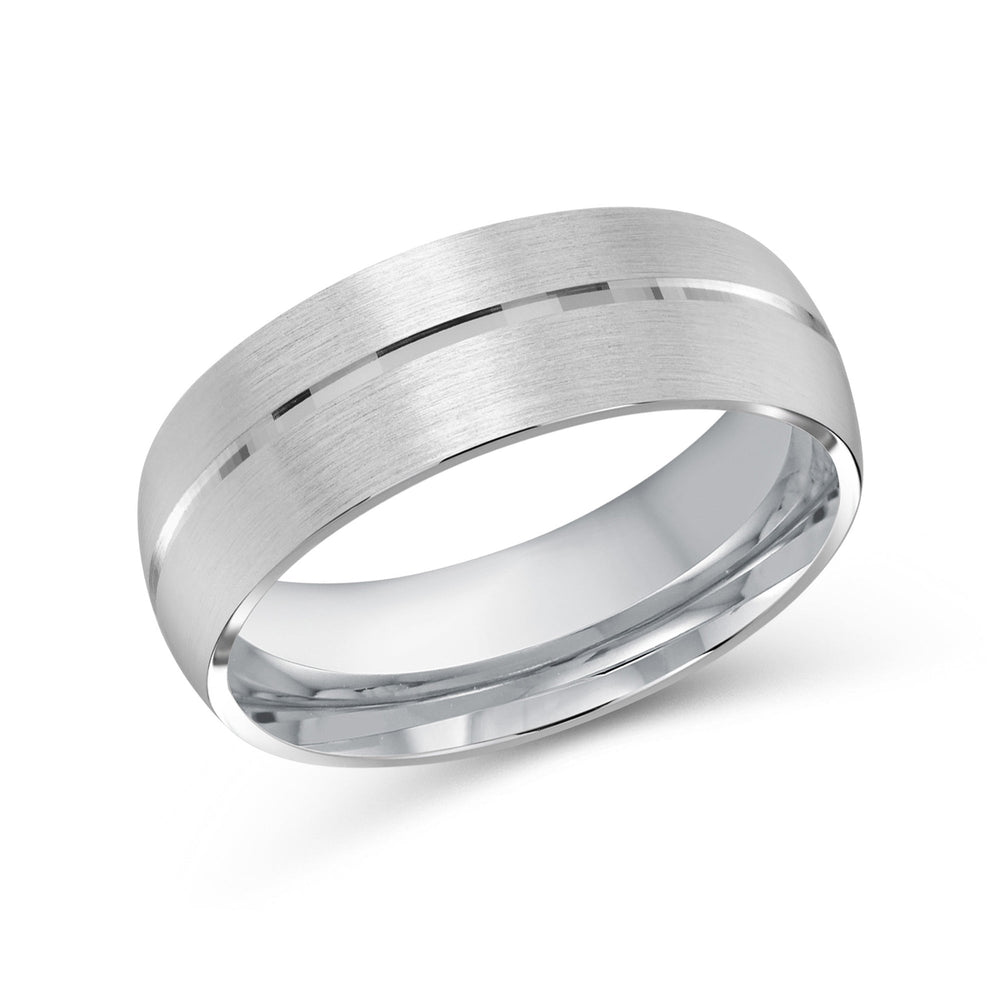 Horizon Low Dome Men's Band with Platinum / 8 Cut Diamond in 14KT Platinum / 8 view 2
