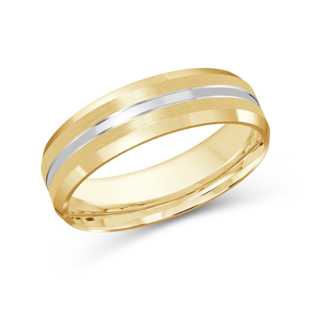 Two Tone Beveled Edge Men's Band with 18KT Yellow & White Gold / 6 Cut Diamond in 14KT Yellow & White Gold / 6 view 2
