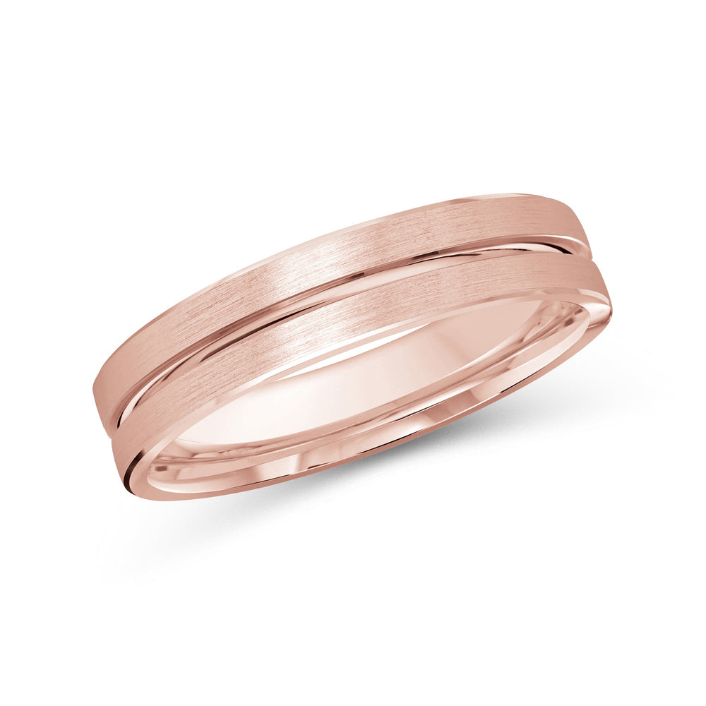 Grooved Horizon Men's Band with 18KT Rose Gold / 4 Cut Diamond in 14KT Rose Gold / 4 view 2
