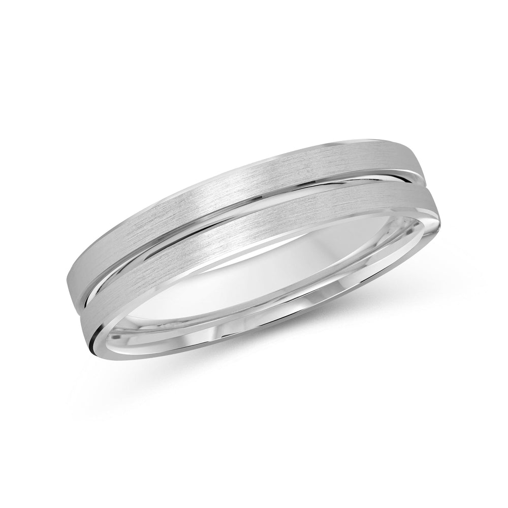 Grooved Horizon Men's Band with Platinum / 4 Cut Diamond in 14KT Platinum / 4 view 2

