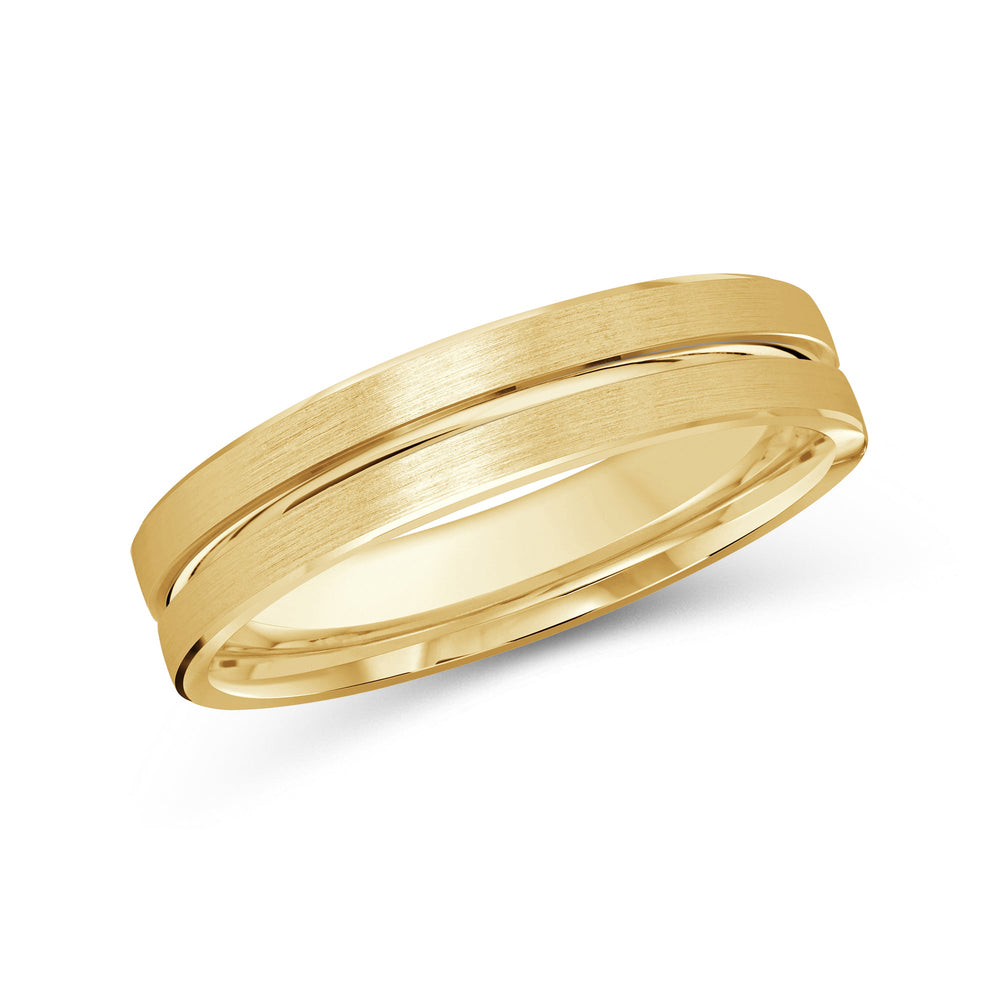 Grooved Horizon Men's Band with 18KT Yellow Gold / 4 Cut Diamond in 14KT Yellow Gold / 4 view 2
