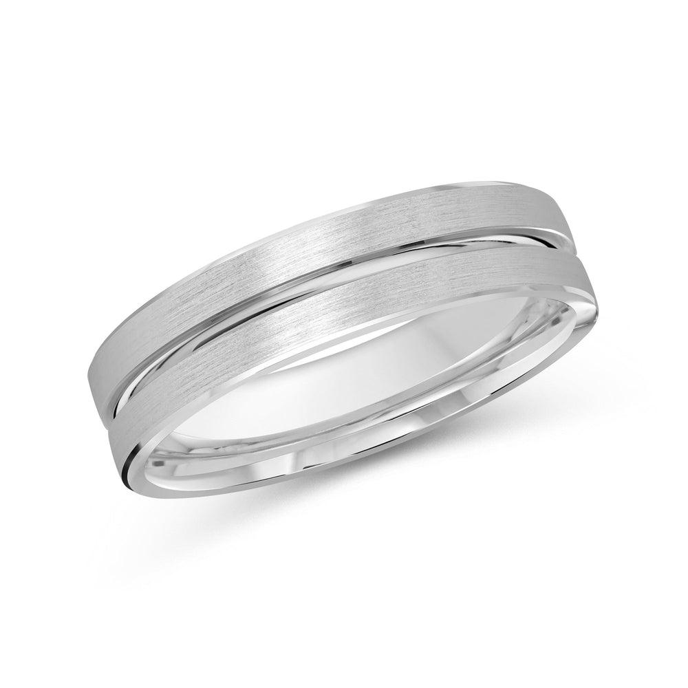 Grooved Horizon Men's Band with Platinum / 5 Cut Diamond in 14KT Platinum / 5 view 2
