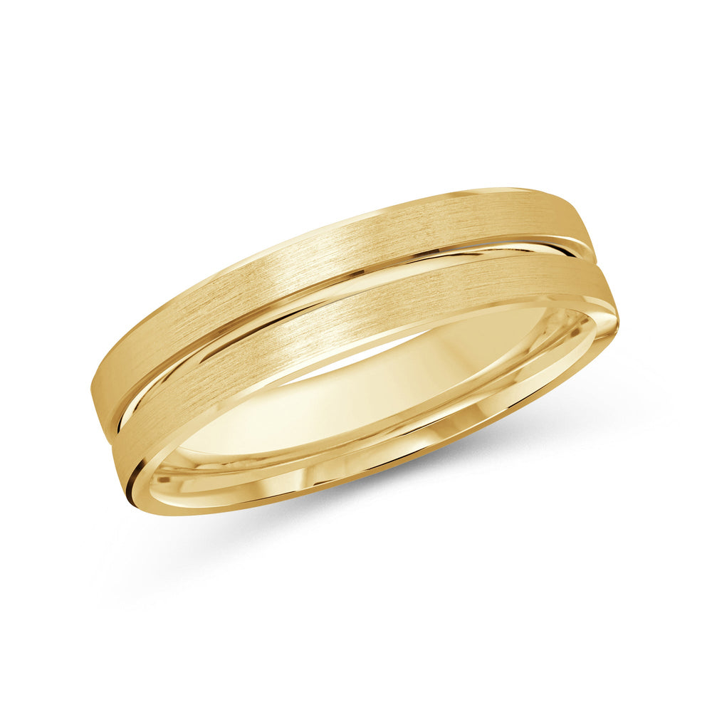 Grooved Horizon Men's Band with 18KT Yellow Gold / 5 Cut Diamond in 14KT Yellow Gold / 5 view 2
