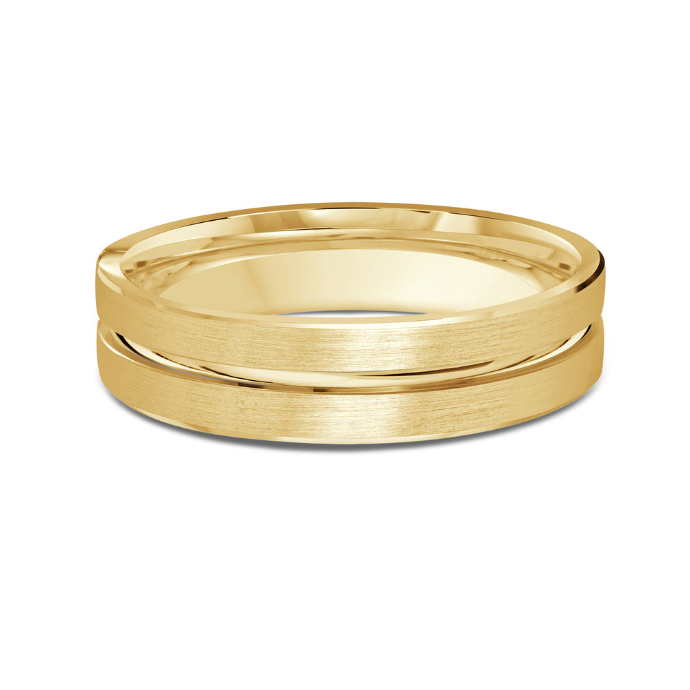 Grooved Horizon Men's Band with 18KT Yellow Gold / 5 Cut Diamond in 14KT Yellow Gold / 5 view 1
