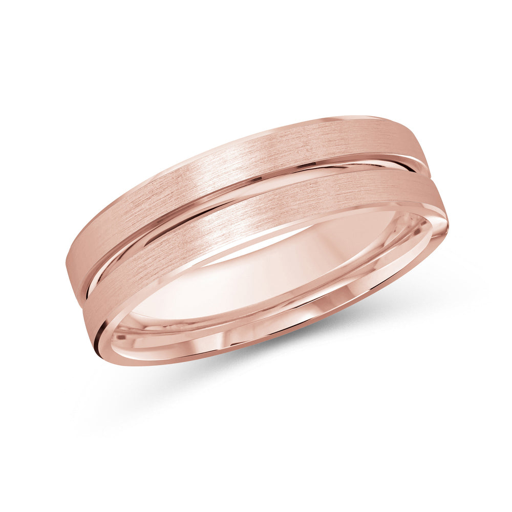 Grooved Horizon Men's Band with 18KT Rose Gold / 6 Cut Diamond in 14KT Rose Gold / 6 view 2
