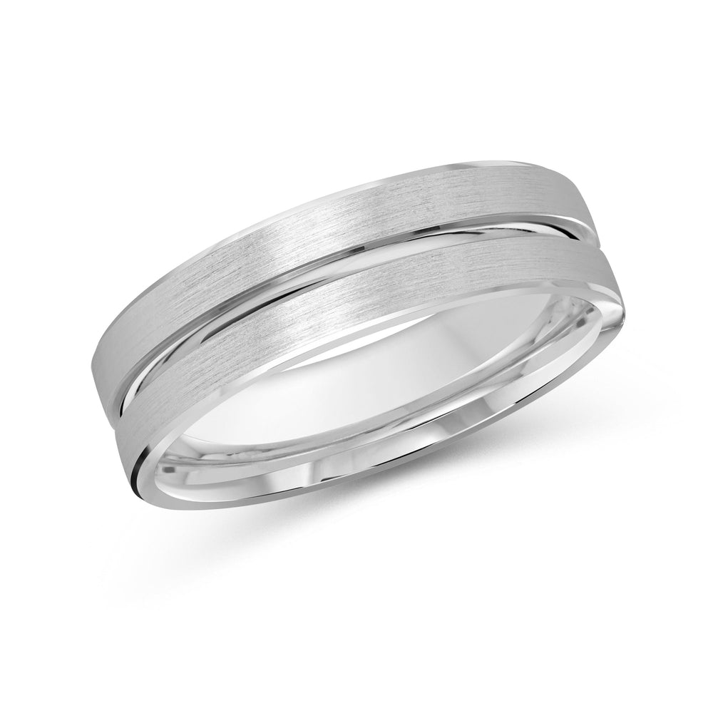 Grooved Horizon Men's Band with Platinum / 6 Cut Diamond in 14KT Platinum / 6 view 2
