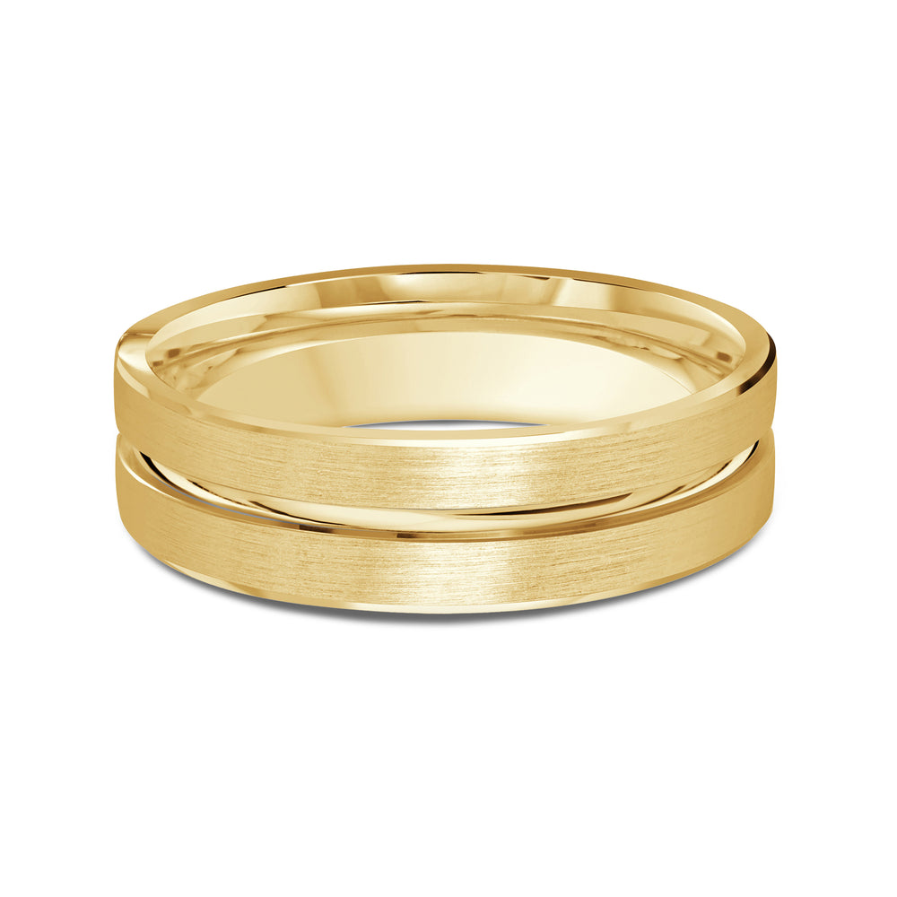 Grooved Horizon Men's Band with 18KT Yellow Gold / 6 Cut Diamond in 14KT Yellow Gold / 6 view 1
