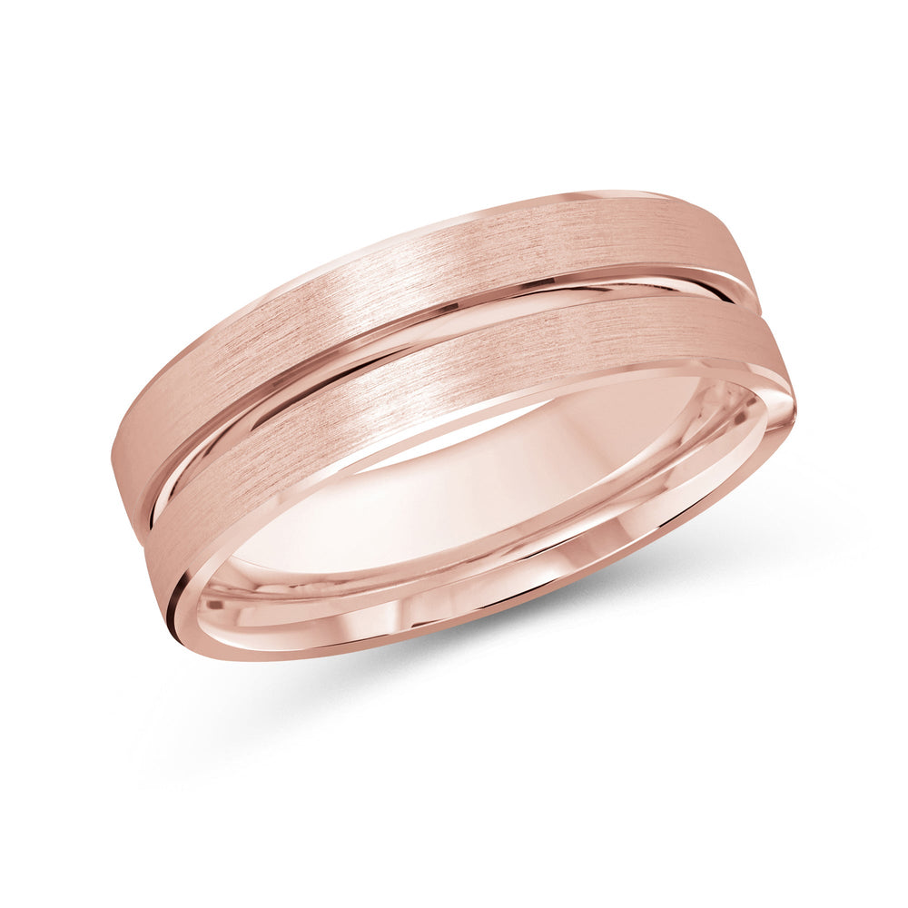 Grooved Horizon Men's Band with 18KT Rose Gold / 7 Cut Diamond in 14KT Rose Gold / 7 view 2
