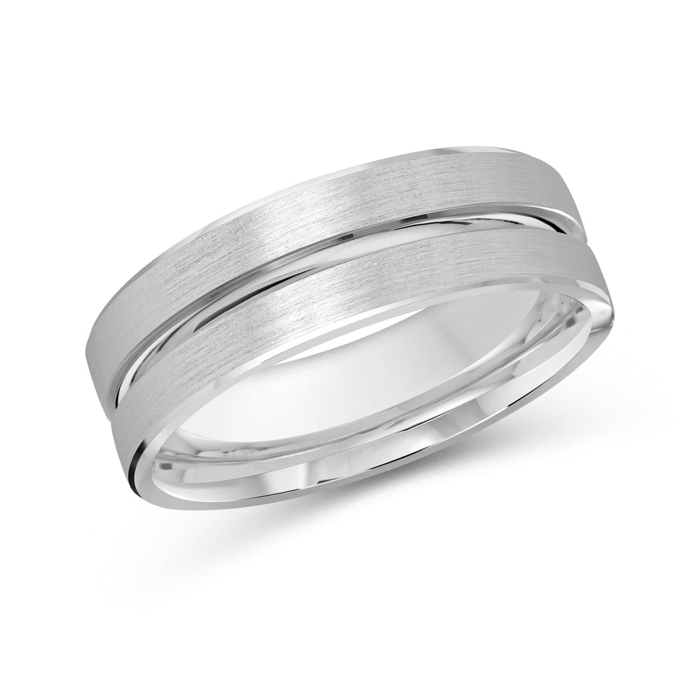 Grooved Horizon Men's Band with Platinum / 7 Cut Diamond in 14KT Platinum / 7 view 2
