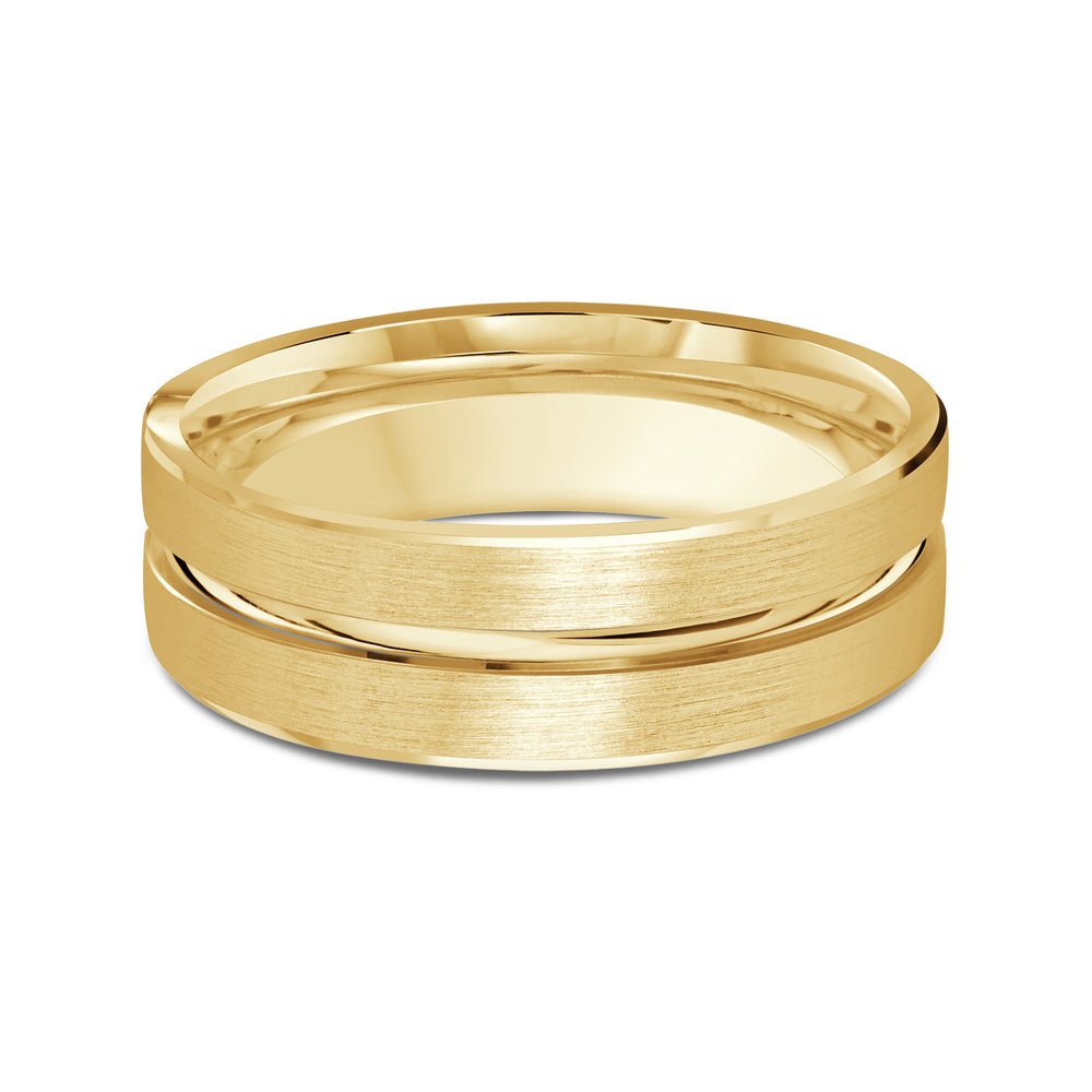 Grooved Horizon Men's Band with 18KT Yellow Gold / 7 Cut Diamond in 14KT Yellow Gold / 7 view 1
