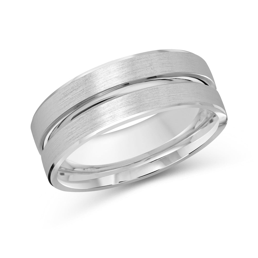 Grooved Horizon Men's Band with Platinum / 8 Cut Diamond in 14KT Platinum / 8 view 2
