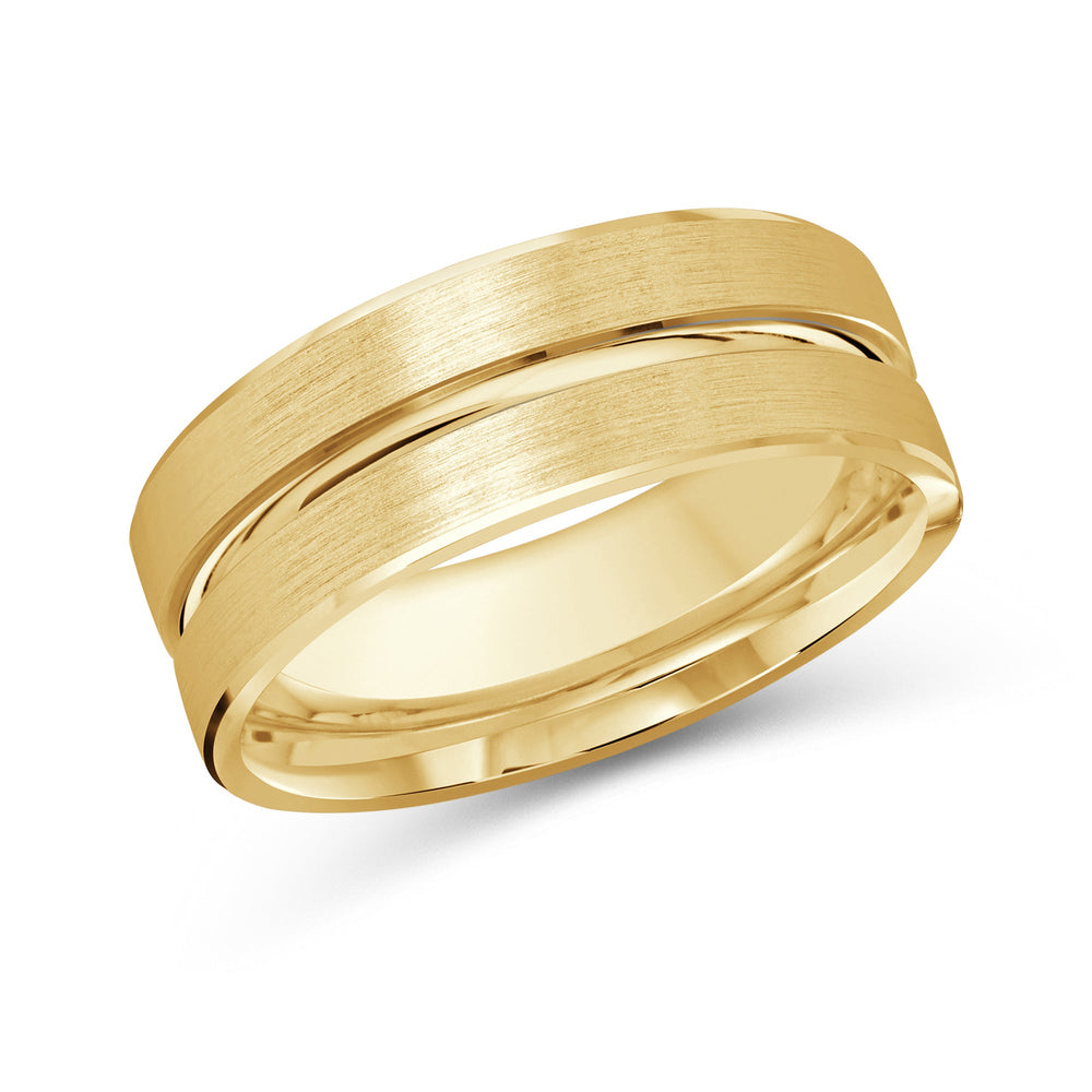 Grooved Horizon Men's Band with 18KT Yellow Gold / 8 Cut Diamond in 14KT Yellow Gold / 8 view 2
