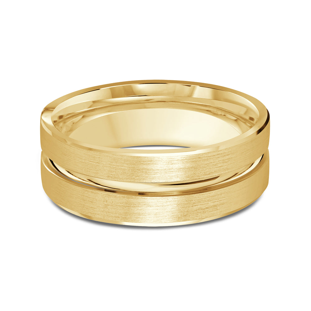Grooved Horizon Men's Band with 18KT Yellow Gold / 8 Cut Diamond in 14KT Yellow Gold / 8 view 1
