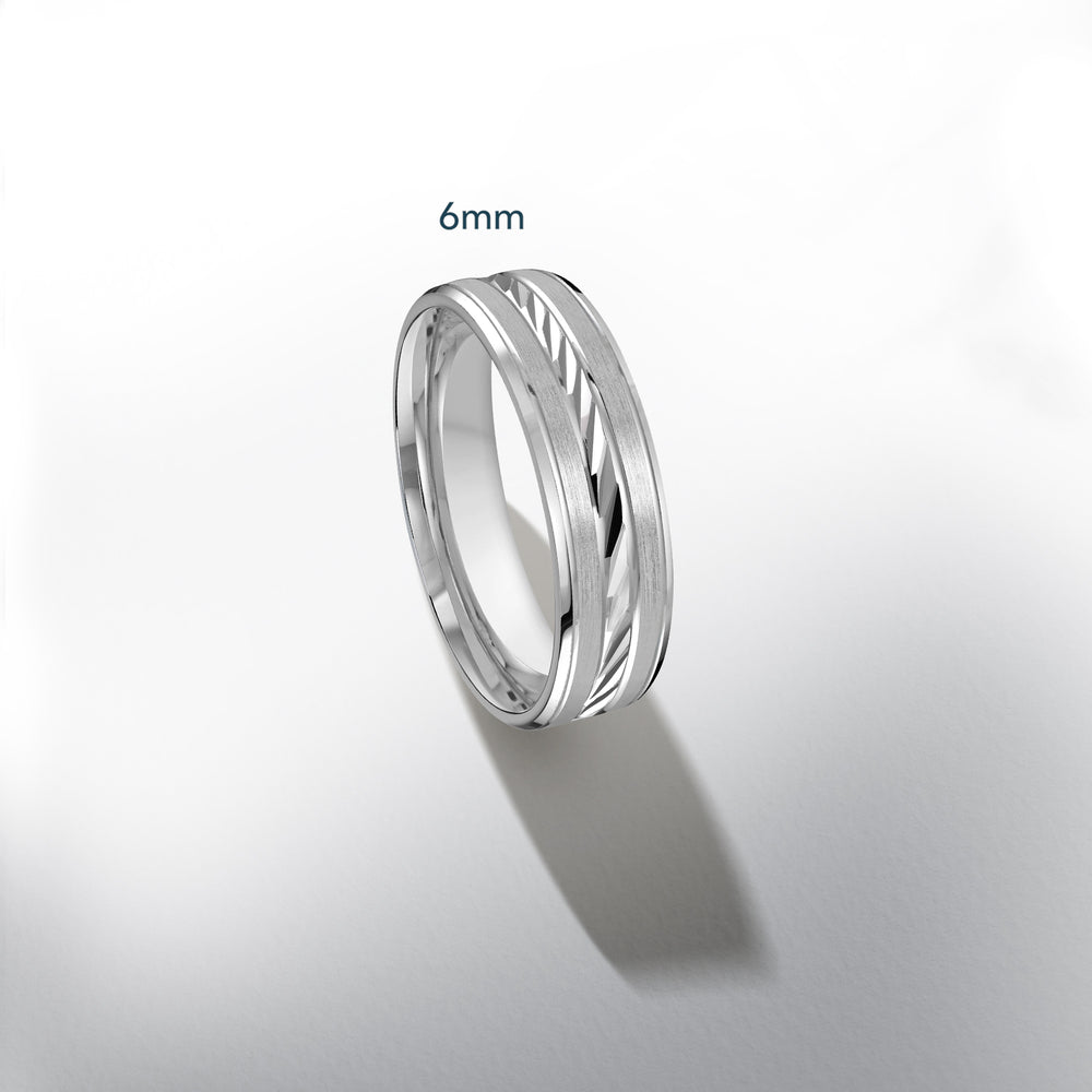 Two Tone Spiral Horizon Men's Band with 18KT Rose & White Gold / 6 Cut Diamond in 14KT Rose & White Gold / 6 view 4
