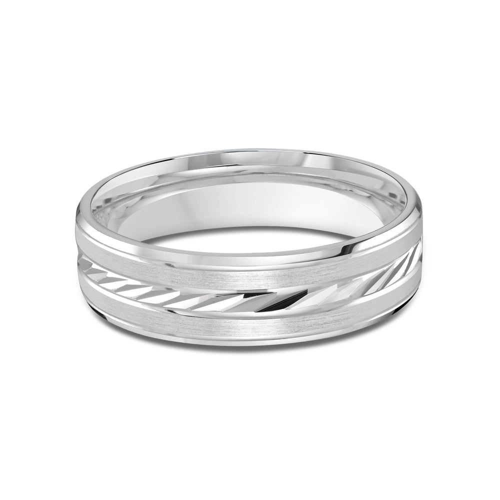 Spiral Horizon Men's Band with Platinum / 6 Cut Diamond in 14KT Platinum / 6 view 1
