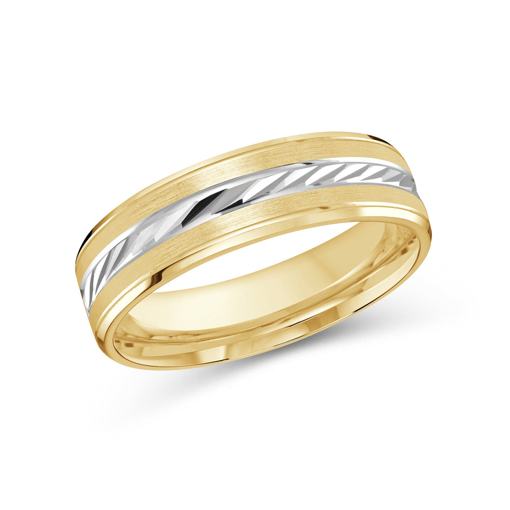 Two Tone Spiral Horizon Men's Band with 18KT Yellow & White Gold / 6 Cut Diamond in 14KT Yellow & White Gold / 6 view 2
