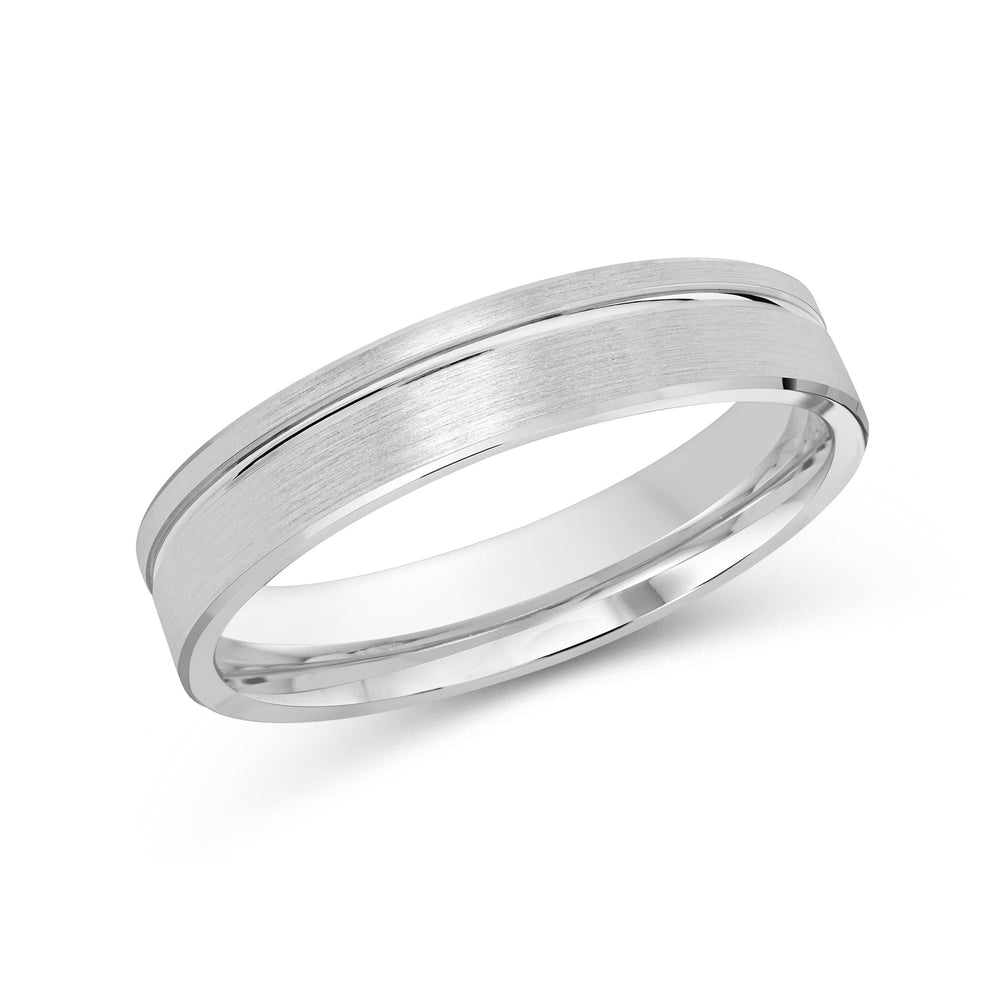 Grooved Side Men's Band Size 12 with 14KT White Gold / 4 Cut Diamond in 14KT White Gold / 4 view 2

