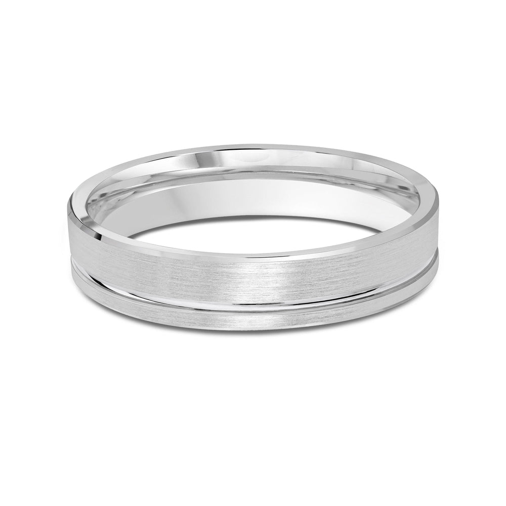 Grooved Side Men's Band Size 12 with 14KT White Gold / 4 Cut Diamond in 14KT White Gold / 4 view 1
