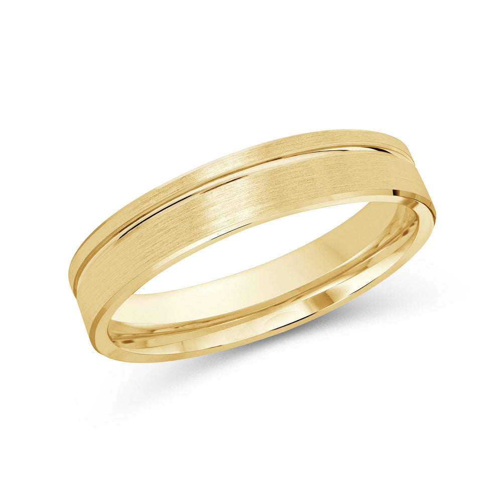 Grooved Side Men's Band Size 7.5 with 18KT Yellow Gold / 4 Cut Diamond in 14KT Yellow Gold / 4 view 2
