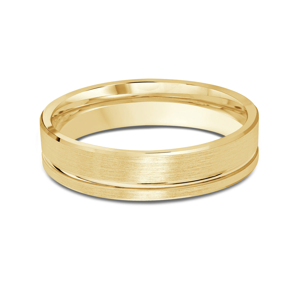 Grooved Side Men's Band Size 7.5 with 18KT Yellow Gold / 4 Cut Diamond in 14KT Yellow Gold / 4 view 4
