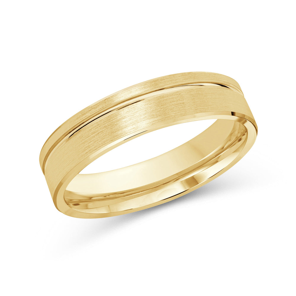 Grooved Side Men's Band Size 7.5 with 18KT Yellow Gold / 4 Cut Diamond in 14KT Yellow Gold / 4 view 5
