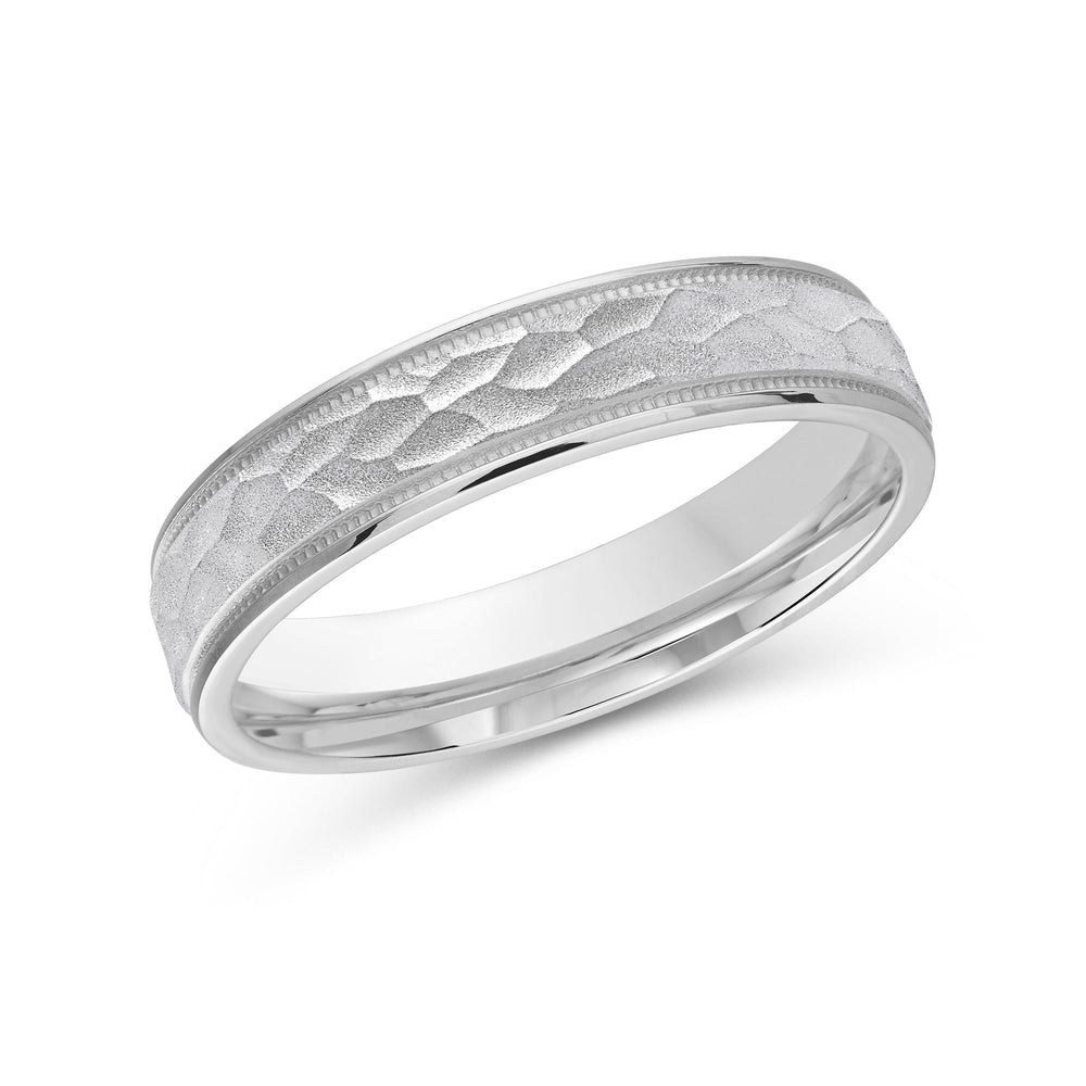 Hammered Men's Band with Platinum / 4 Cut Diamond in 14KT Platinum / 4 view 2

