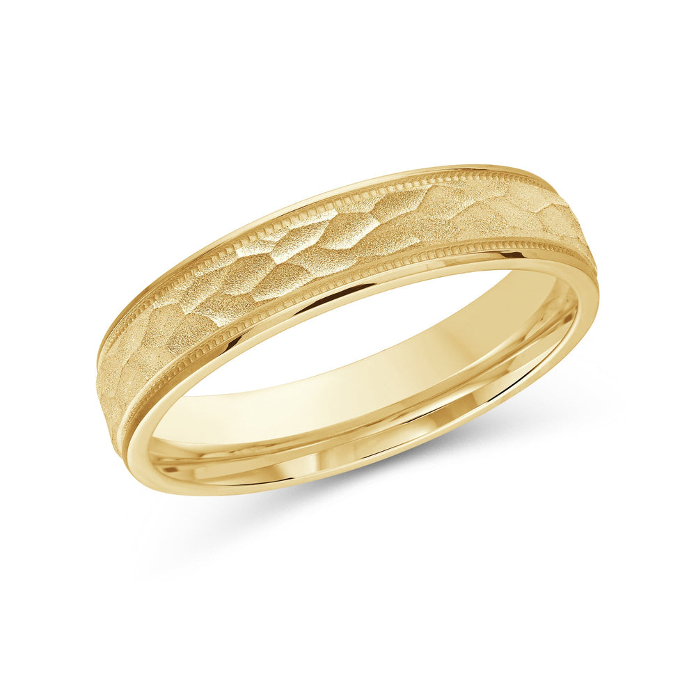 Hammered Men's Band with 18KT Yellow Gold / 4 Cut Diamond in 14KT Yellow Gold / 4 view 2
