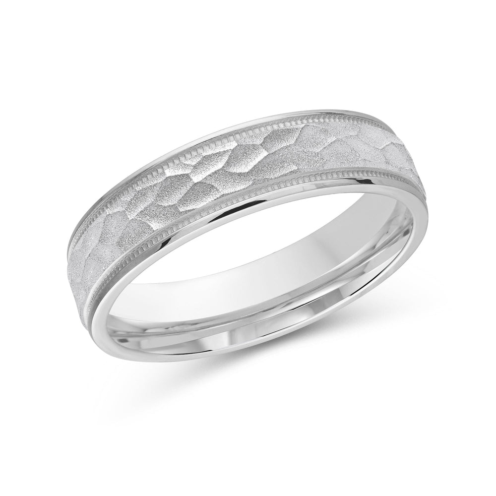 Hammered Men's Band with Platinum / 5 Cut Diamond in 14KT Platinum / 5 view 2
