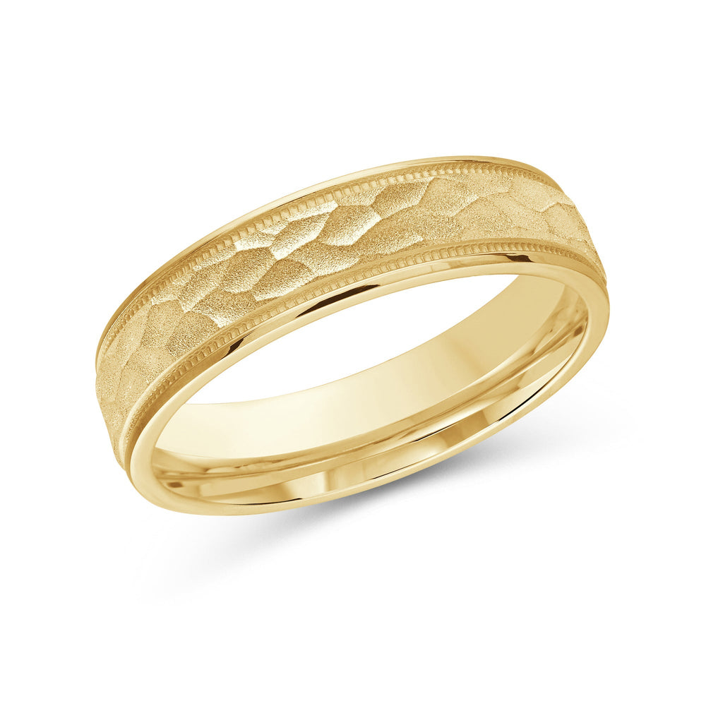 Hammered Men's Band with 18KT Yellow Gold / 5 Cut Diamond in 14KT Yellow Gold / 5 view 2
