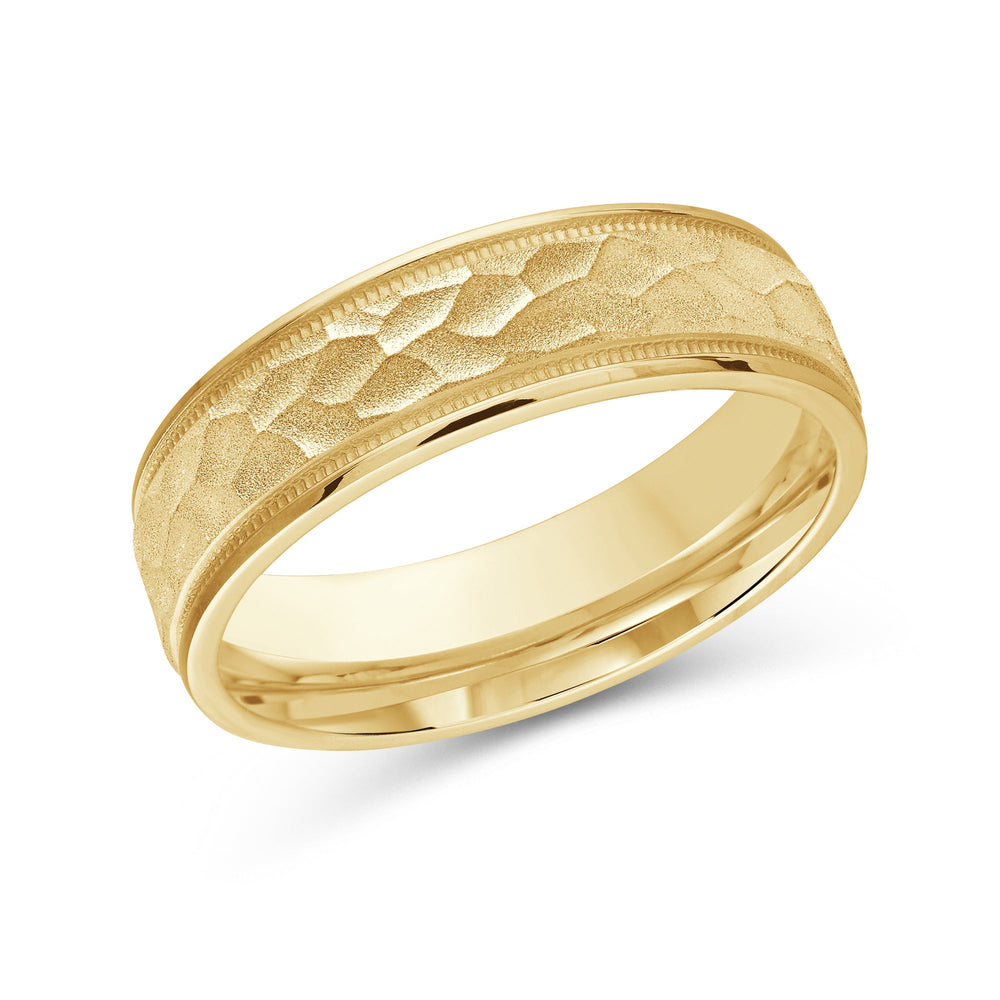 Hammered Men's Band with 18KT Yellow Gold / 6 Cut Diamond in 14KT Yellow Gold / 6 view 2
