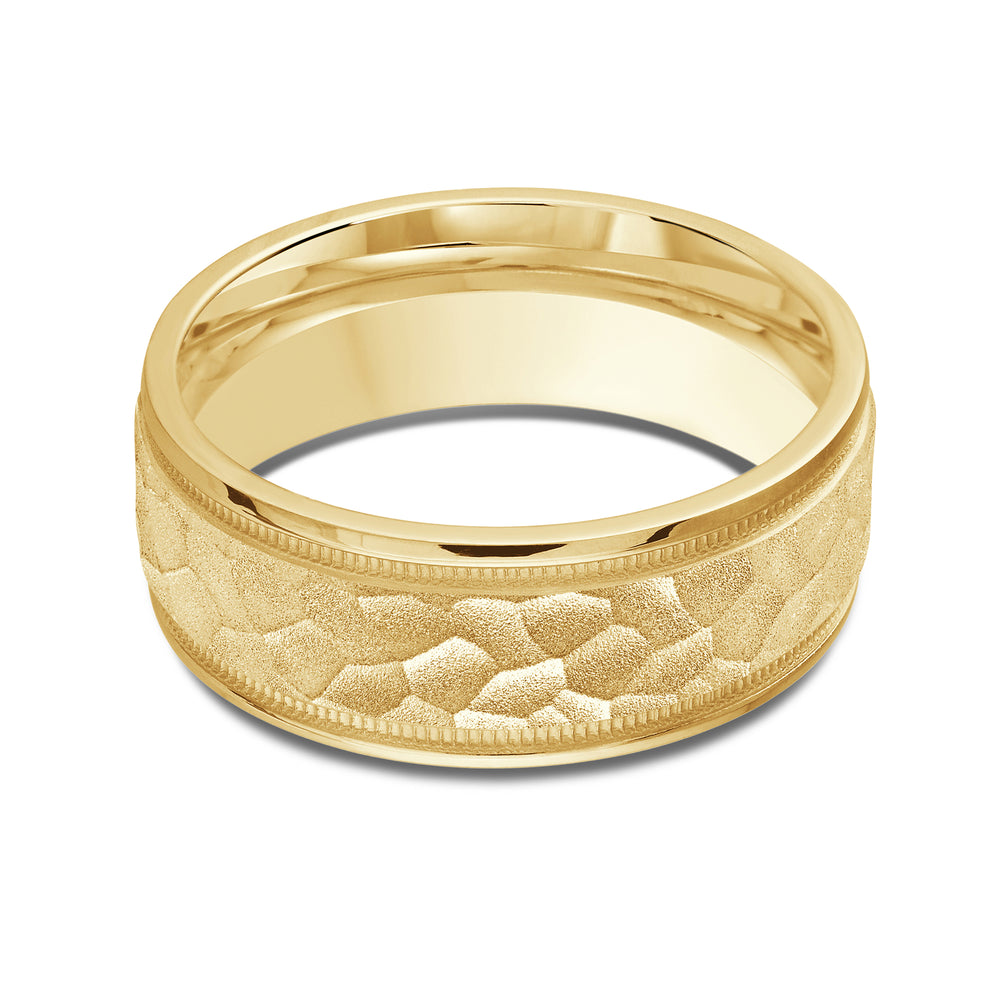 Hammered Men's Band with 18KT Yellow Gold / 8 Cut Diamond in 14KT Yellow Gold / 8 view 1
